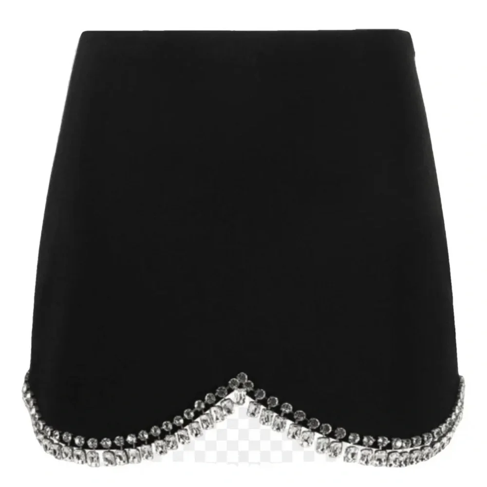 AREA Scallop Mini Skirt with Crystal Embellishments Size US 4 - Picture 2 of 8